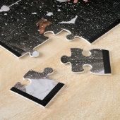Einfache moderne Fotocollage mit schwarzem Hinterg Puzzle (Seite)