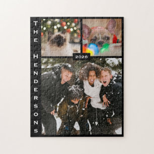 Einfache moderne Fotocollage mit schwarzem Hinterg Puzzle