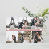 Einfache moderne FotoCollage Rosa Rosa Dankeskarte (Stehend Vorderseite)