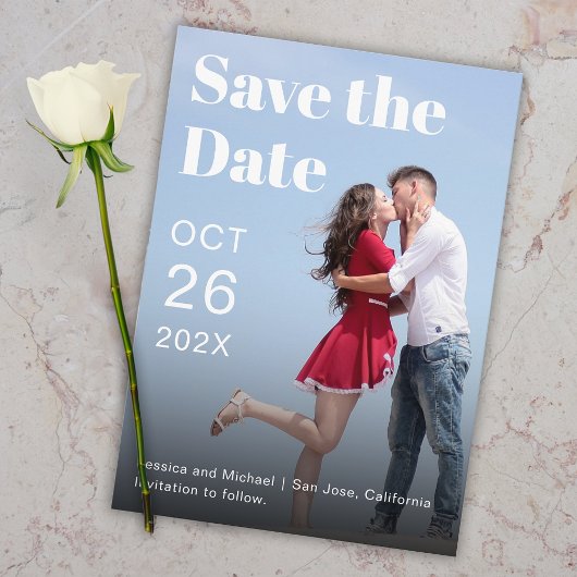 Einfache moderne Fotografie und Typografie Save The Date