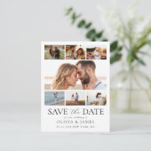 Einfache moderne Fotokollektion Hochzeit speichern Ankündigungspostkarte (Stehend Vorderseite)
