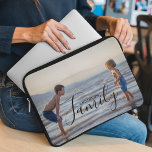 Einfache, moderne Fotomodelle - eigener Familienna Laptopschutzhülle<br><div class="desc">Einfache moderne Fotovorlage Eigener Familienname Laptop Sleeve verfügt über Ihr Lieblings-Foto mit Ihrem personalisierten Familiennamen. Macht ein fantastisches Geschenk für Weihnachten,  Geburtstag,  Jubiläum,  Muttertag,  Vatertag,  Großeltern und mehr. Personalisieren Sie diese,  indem Sie den Text in dem dafür vorgesehenen Textfeld bearbeiten. Entworfen von ©Evco Studio www.zazzle.com/store/evcostudio</div>