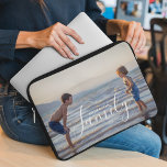 Einfache, moderne Fotomodelle - eigener Familienna Laptopschutzhülle<br><div class="desc">Einfache moderne Fotovorlage Eigener Familienname Laptop Sleeve verfügt über Ihr Lieblings-Foto mit Ihrem personalisierten Familiennamen. Macht ein fantastisches Geschenk für Weihnachten,  Geburtstag,  Jubiläum,  Muttertag,  Vatertag,  Großeltern und mehr. Personalisieren Sie diese,  indem Sie den Text in dem dafür vorgesehenen Textfeld bearbeiten. Entworfen von ©Evco Studio www.zazzle.com/store/evcostudio</div>