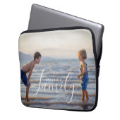 Einfache, moderne Fotomodelle - eigener Familienna Laptopschutzhülle (Vorderseite Links)