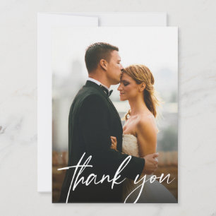 Einfache moderne Fotos für 2 Hochzeiten Dankeskarte