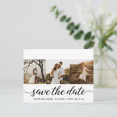 Einfache moderne Fotos Save the Date SkriptWedding Postkarte (Stehend Vorderseite)