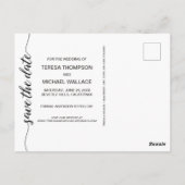 Einfache moderne Fotos Save the Date SkriptWedding Postkarte (Rückseite)