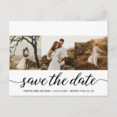 Einfache moderne Fotos Save the Date SkriptWedding Postkarte (Vorderseite)
