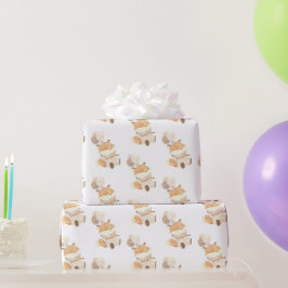 Einfache moderne Fox mit Balloons Geschenkpapier