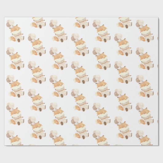 Einfache moderne Fox mit Balloons Geschenkpapier (Flach)
