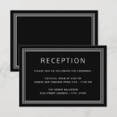 Einfache moderne Frame Elegante Black Empfang Card RSVP Karte (Vorne/Hinten)