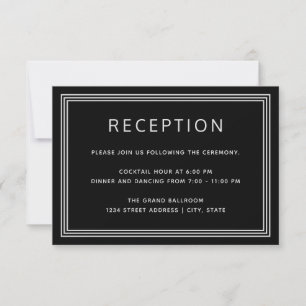 Einfache moderne Frame Elegante Black Empfang Card RSVP Karte