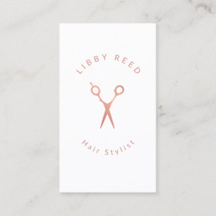 Einfache moderne Friseursalon Rose Gold Schere Wei Visitenkarte