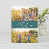 Einfache moderne frohe Weihnachten Dunkelgrüne Sch (Stehend Vorderseite)