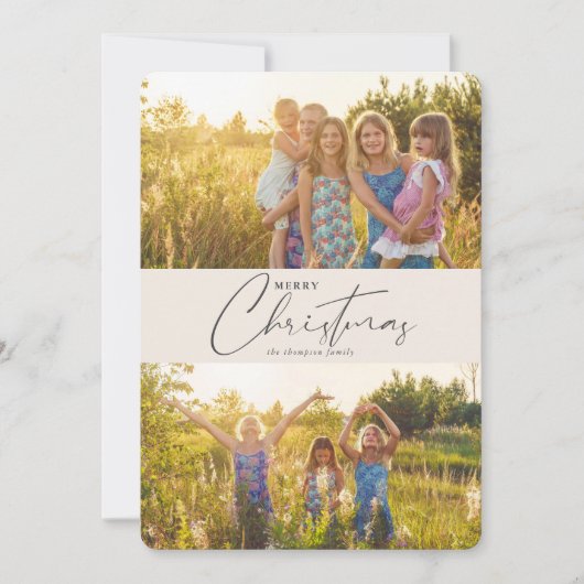 Einfache Moderne Frohe Weihnachten Grau-Script-Fot (Vorderseite)