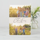 Einfache Moderne Frohe Weihnachten Grau-Script-Fot (Stehend Vorderseite)