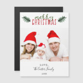 Einfache moderne frohe Weihnachten Holly Aquarell Magnetkarte (Vorne/Hinten)