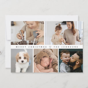 Einfache moderne frohe Weihnachtsfamilienfoto Coll Feiertagskarte