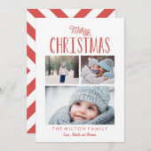 Einfache moderne frohe Weihnachtsfoto Collage Feiertagskarte (Vorne/Hinten)