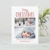 Einfache moderne frohe Weihnachtsfoto Collage Feiertagskarte (Stehend Vorderseite)