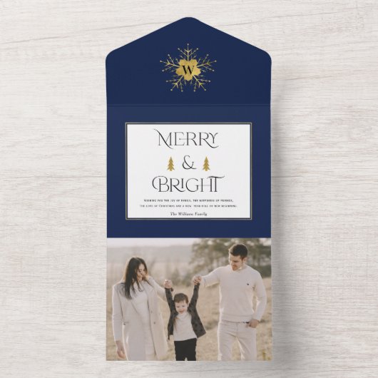 Einfache moderne fröhliche und helle Weihnachtskar All In One Einladung (Innen Boden)