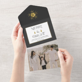 Einfache moderne fröhliche und helle Weihnachtskar All In One Einladung