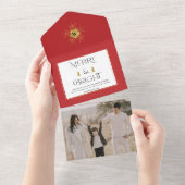 Einfache moderne fröhliche und helle Weihnachtskar All In One Einladung (Abreißen)