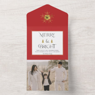 Einfache moderne fröhliche und helle Weihnachtskar All In One Einladung