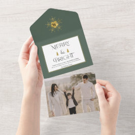 Einfache moderne fröhliche und helle Weihnachtskar All In One Einladung