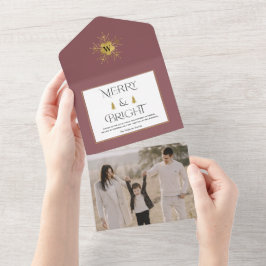 Einfache moderne fröhliche und helle Weihnachtskar All In One Einladung