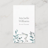 Einfache moderne Gartengrüne Botanische Damselfly Visitenkarte (Vorderseite)