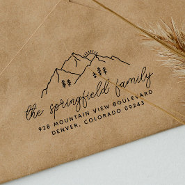 Einfache, moderne Gebirgsbaumen Familienname Gummistempel