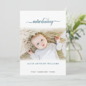 Einfache moderne Geburtskarte des Fotos Dankeskarte (Stehend Vorderseite)