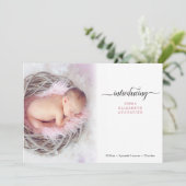 Einfache moderne Geburtskarte des Fotos Dankeskarte (Stehend Vorderseite)