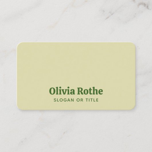 Einfache, moderne, gelb beige grüne Visitenkarte (Vorderseite)