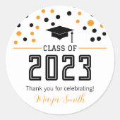 Einfache, moderne Gelb-Schwarz-Abschluss-Aufkleber Runder Aufkleber (Vorderseite)