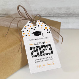 Einfache moderne gelbe Rückseite Abschlussgeschenk Geschenkanhänger