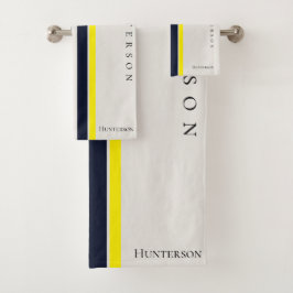 Einfache moderne, gelbe, schwarz-weiße Küste Badhandtuch Set