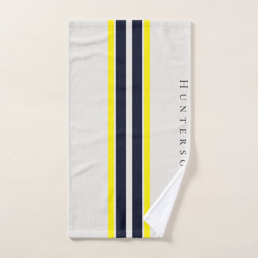 Einfache moderne, gelbe, schwarz-weiße Küste Badhandtuch Set (Handtuch)