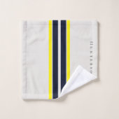 Einfache moderne, gelbe, schwarz-weiße Küste Badhandtuch Set (Waschlappen)