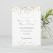 Einfache moderne, gelbe Wildblume QR UAWG Wedding Einladung (Stehend Vorderseite)