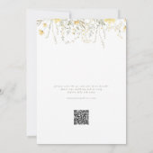 Einfache moderne, gelbe Wildblume QR UAWG Wedding Einladung (Rückseite)