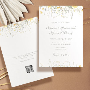Einfache moderne, gelbe Wildblume QR UAWG Wedding Einladung