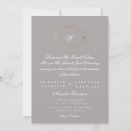 Einfache moderne geometrische Goldtaupe Gray Weddi Einladung