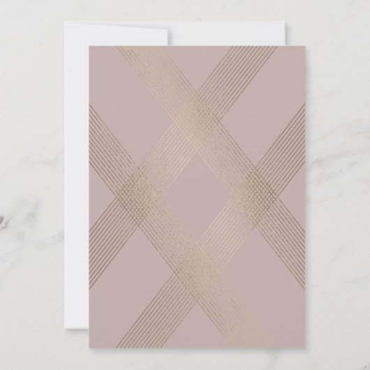 Einfache moderne geometrische Goldtaupe-Hochzeit Einladung (Rückseite)