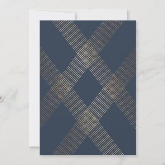 Einfache moderne geometrische Hochzeit der Marine Einladung (Rückseite)