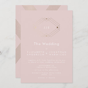 Einfache moderne geometrische Hochzeit mit goldfar Einladung