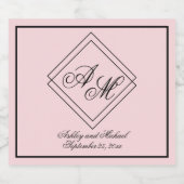 Einfache moderne geometrische Monogramm-Hochzeit i Schaumweinetikett (Einzelnes Label)