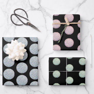 Einfache moderne geometrische rosa schwarze Glitte Geschenkpapier Set