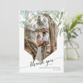 Einfache moderne geometrische Rose Gold Foliage Fo Dankeskarte (Stehend Vorderseite)